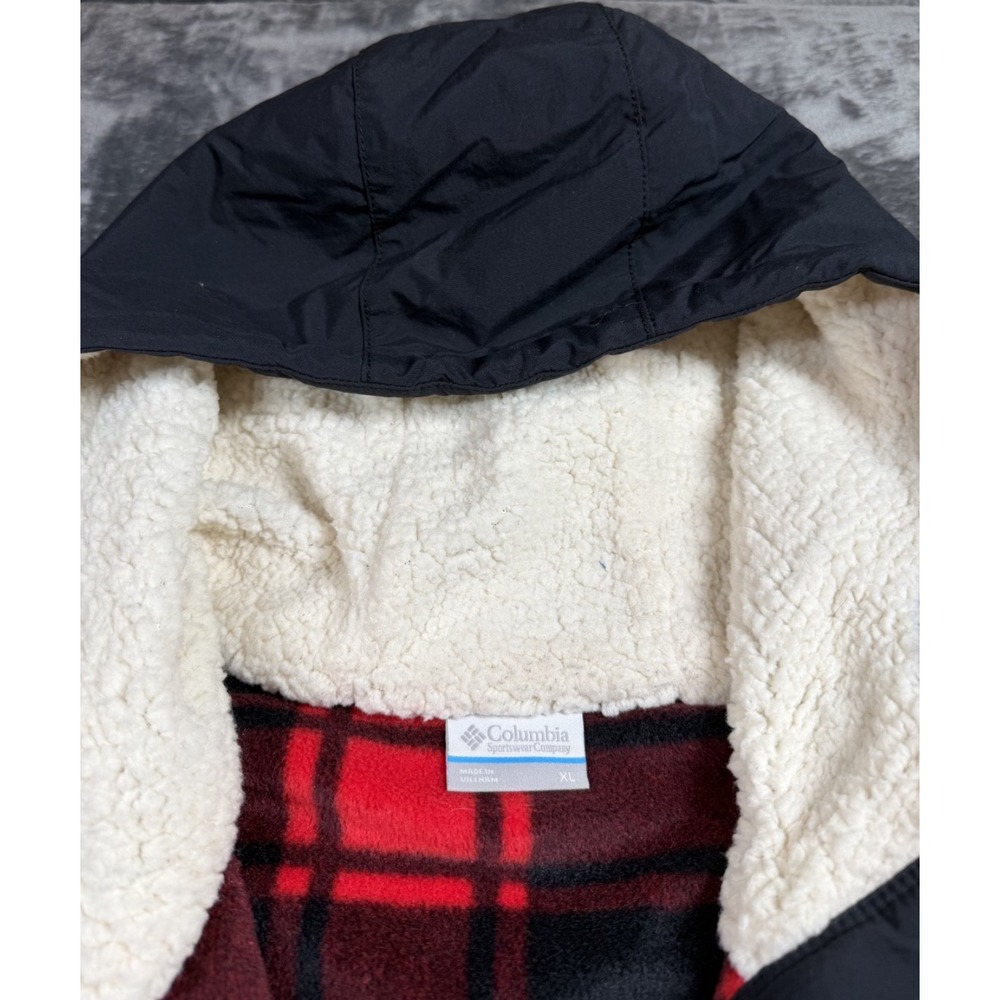 Columbia Plaid Hooded Sherpa Fleece Vest Women XL AL1123 - Picture 5 of 8